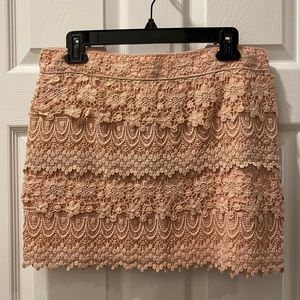 American Eagle Pink crochet mini skirt